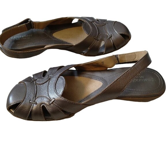 Naturalizer N5 Comfort Women's Size 10N Slingback CYRUS Leather Metallic Sandals - Picture 6 of 7